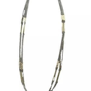 Chicos Mixed Metal Necklace Shalia Multi Strand Long Necklace  NWT
